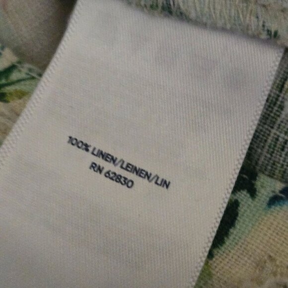 Lands' End NWOT Flutter Sleeve Linen Romper Antique Alabaster FloralPalm Size 12 - Picture 11 of 13